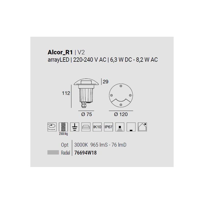 ALCOR SEGNAPASSO IN ALLUMINIO DA ESTERNI IP67 LED 8.2W LUCE 3000K CALPESTABILE MADE IN ITALY LINEA LIGHT