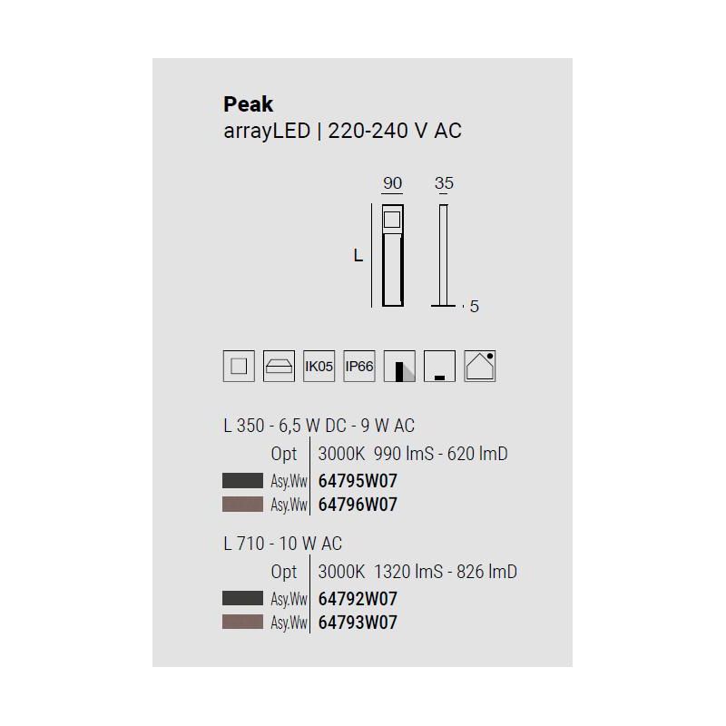 PEAK PALO DA GIARDINO 2 MISURE LED INTEGRATO LUCE 3000K ANTRACITE E MARRONE MADE IN ITALY LINEA LIGHT