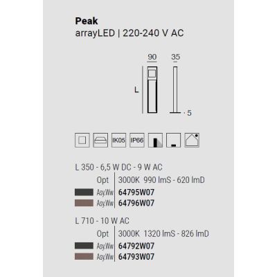 PEAK PALO DA GIARDINO 2 MISURE LED INTEGRATO LUCE 3000K ANTRACITE E MARRONE MADE IN ITALY LINEA LIGHT