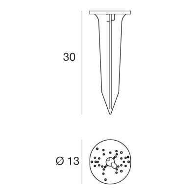 14931 PICCHETTO PER FISSAGGIO A TERRA DI LAMPADE DA GIARDINO LINEA LIGHT