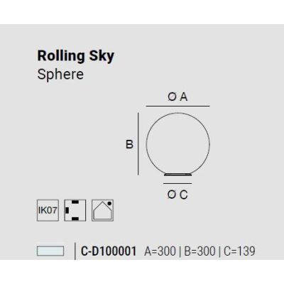 ROLLING SKY LAMPADA DA GIARDINO CON SFERA D30 CM IP65 LED 10W LUCE 2700K-3000K NERA O MARRONE MADE IN ITALY