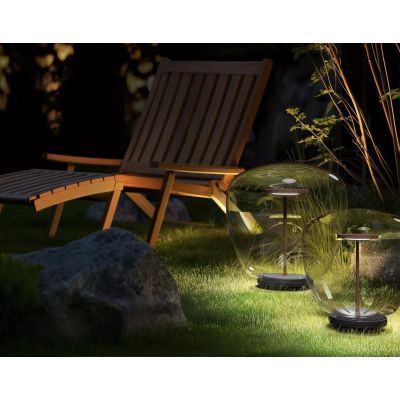 ROLLING SKY LAMPADA DA GIARDINO CON SFERA TRASPARENTE IP65 LED 17W LUCE 2700K-3000K NERA O MARRONE MADE IN ITALY