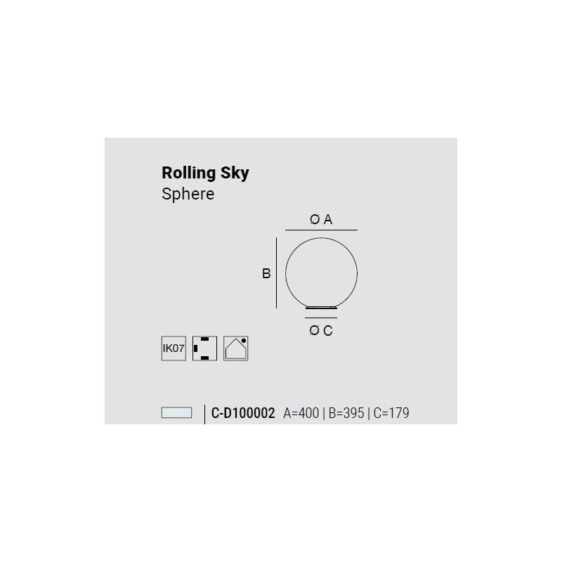 ROLLING SKY LAMPADA DA GIARDINO CON SFERA D40 CM IP65 LED 17W LUCE 2700K-3000K NERA O MARRONE MADE IN ITALY