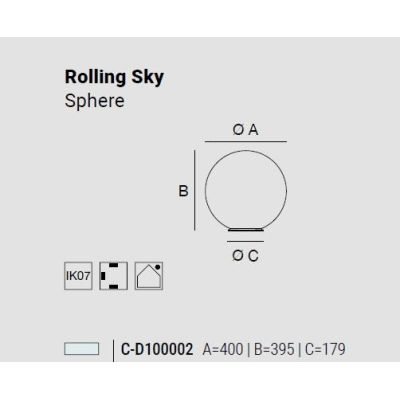 ROLLING SKY LAMPADA DA GIARDINO CON SFERA D40 CM IP65 LED 17W LUCE 2700K-3000K NERA O MARRONE MADE IN ITALY