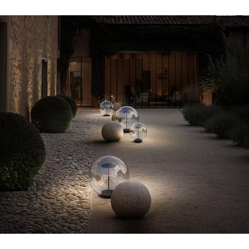 ROLLING SKY LAMPADA DA GIARDINO CON SFERA D50 CM IP65 LED 22W LUCE 2700K-3000K NERA O MARRONE MADE IN ITALY