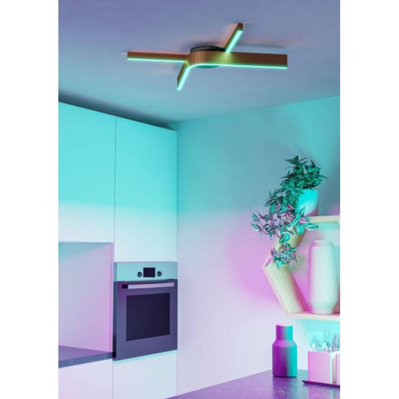 FOLCINO-Z PLAFONIERA MODERNA NERA E BRONZO LED 36W DIMMERABILE TECNOLOGIA RGB LUNGHEZZA CM 64