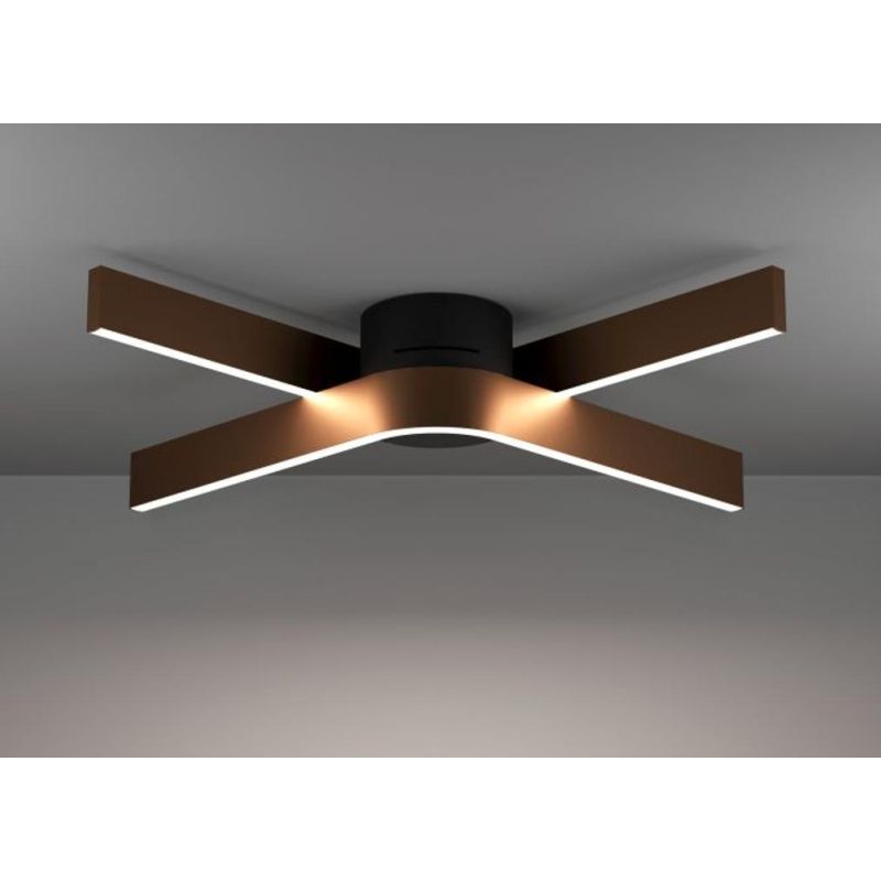 FOLCINO-Z PLAFONIERA MODERNA NERA E BRONZO LED 36W DIMMERABILE TECNOLOGIA RGB LUNGHEZZA CM 64