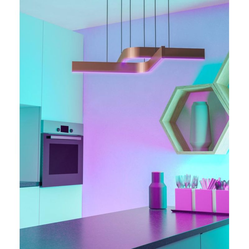 FOLCINO-Z LAMPADARIO A SOSPENSIONE NERO E BRONZO LED 36W DIMMERABILE TECNOLOGIA RGB MODERNO