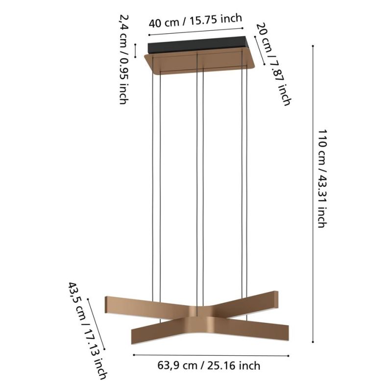 FOLCINO-Z LAMPADARIO A SOSPENSIONE NERO E BRONZO LED 36W DIMMERABILE TECNOLOGIA RGB MODERNO
