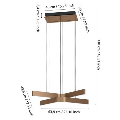 FOLCINO-Z LAMPADARIO A SOSPENSIONE NERO E BRONZO LED 36W DIMMERABILE TECNOLOGIA RGB MODERNO