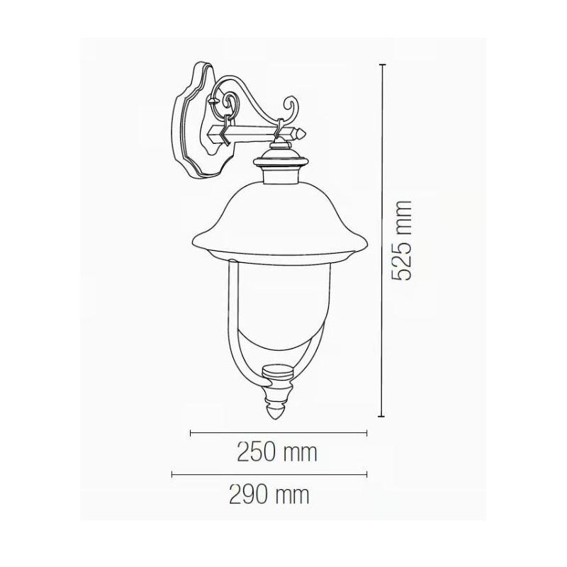 RUSTICA APPLIQUE IN ALLUMINIO ANTRACITE CON COPERTURA IN RAME E DIFFUSORE TRASPARENTE Sovil - Cristalensi Shop Online