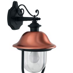 RUSTICA APPLIQUE IN ALLUMINIO ANTRACITE CON COPERTURA IN RAME E DIFFUSORE TRASPARENTE Sovil - Cristalensi Shop Online 2