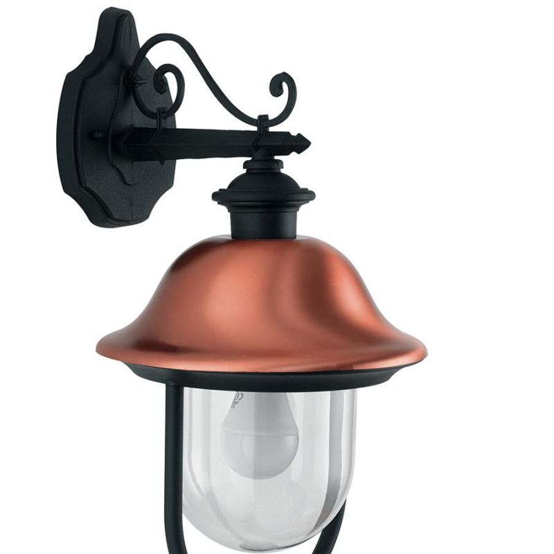 RUSTICA APPLIQUE IN ALLUMINIO ANTRACITE CON COPERTURA IN RAME E DIFFUSORE TRASPARENTE Sovil - Cristalensi Shop Online