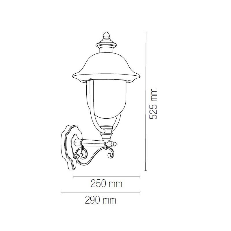 RUSTICA APPLIQUE ANTRACITE CON COPERTURA IN RAME DIFFUSORE TRASPARENTE Sovil - Cristalensi Shop Online