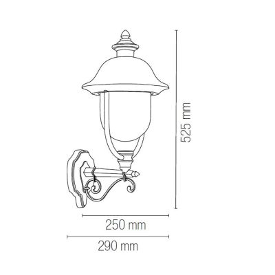 RUSTICA APPLIQUE ANTRACITE CON COPERTURA IN RAME DIFFUSORE TRASPARENTE Sovil - Cristalensi Shop Online