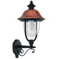 RUSTICA APPLIQUE ANTRACITE CON COPERTURA IN RAME DIFFUSORE TRASPARENTE Sovil - Cristalensi Shop Online