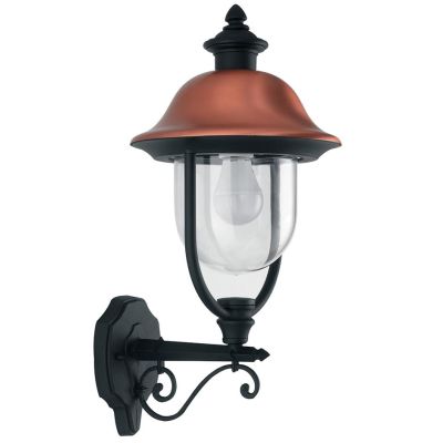 RUSTICA APPLIQUE ANTRACITE CON COPERTURA IN RAME DIFFUSORE TRASPARENTE Sovil - Cristalensi Shop Online