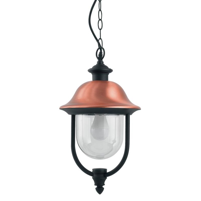 RUSTICA SOSPENSIONE PER ESTERNO COLORE ANTRACITE CON CAPPELLO RAME DI SOVIL Sovil - Cristalensi Shop Online