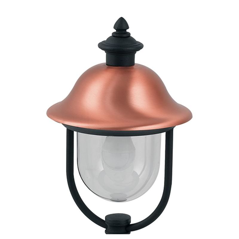 RUSTICA PALETTO H53 ANTRACITE CON COPERTURA IN RAME DIFFUSORE TRASPARENTE Sovil - Cristalensi Shop Online