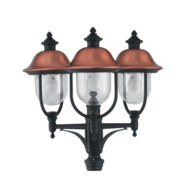 RUSTICA PALO 3 LUCI TELESCOPICO ALTEZZA MINIMA 178 MASSIMA 244 CM ANTRACITE CAPPELLI RAME Sovil - Cristalensi Shop Online