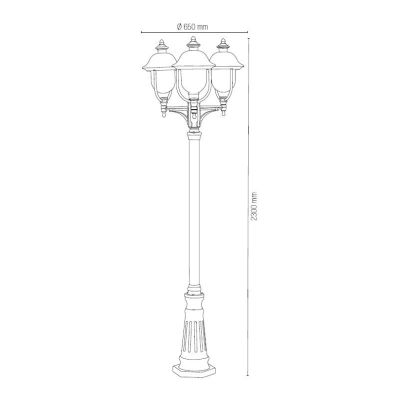 RUSTICA PALO 3 LUCI TELESCOPICO ALTEZZA MINIMA 178 MASSIMA 244 CM ANTRACITE CAPPELLI RAME Sovil - Cristalensi Shop Online