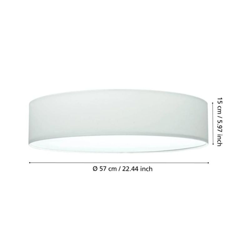 PASTERI PLAFONIERA ROTONDA IN 2 MISURE CON TESSUTO BIANCO, TORTORA O GRIGIO LAMPADINE ATTACCO E27 MODERNA