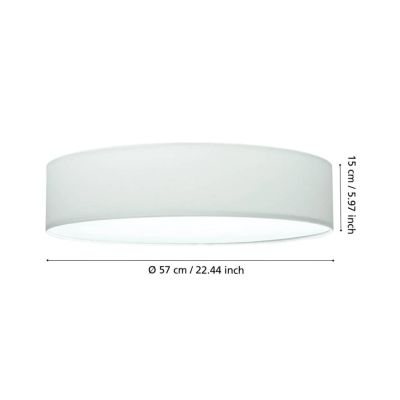 PASTERI PLAFONIERA ROTONDA IN 2 MISURE CON TESSUTO BIANCO, TORTORA O GRIGIO LAMPADINE ATTACCO E27 MODERNA