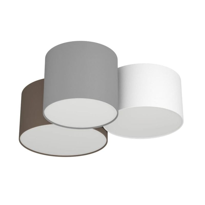 PASTORE PLAFONIERA MODERNA A 3 CILINDRI TESSUTO MULTICOLOR LARGHEZZA CM 61 LAMPADINE ATTACCO E27
