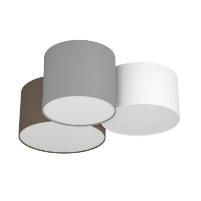 PASTORE PLAFONIERA MODERNA A 3 CILINDRI TESSUTO MULTICOLOR LARGHEZZA CM 61 LAMPADINE ATTACCO E27