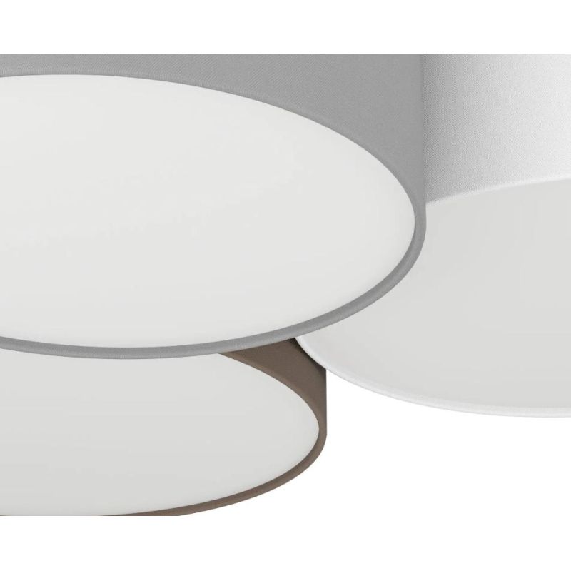 PASTORE PLAFONIERA MODERNA A 3 CILINDRI TESSUTO MULTICOLOR LARGHEZZA CM 61 LAMPADINE ATTACCO E27