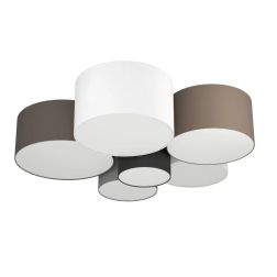 PASTORE PLAFONIERA MODERNA A 6 CILINDRI TESSUTO MULTICOLOR DIAMETRO CM 99 LAMPADINE ATTACCO E27 2