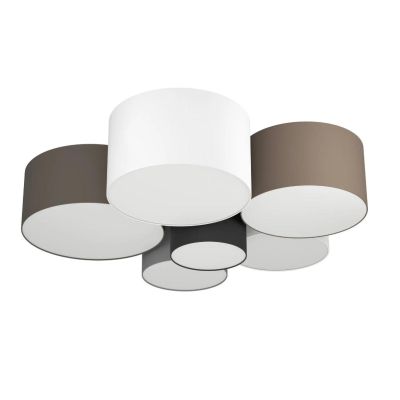 PASTORE PLAFONIERA MODERNA A 6 CILINDRI TESSUTO MULTICOLOR DIAMETRO CM 99 LAMPADINE ATTACCO E27
