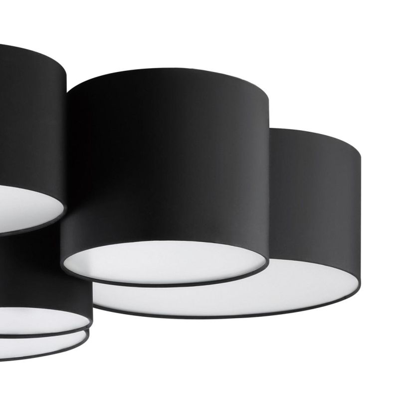 PASTORE 2 PLAFONIERA MODERNA A 6 CILINDRI IN TESSUTO NERO DIAMETRO CM 99 LAMPADINE ATTACCO E27
