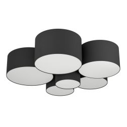 PASTORE 2 PLAFONIERA MODERNA A 6 CILINDRI IN TESSUTO NERO DIAMETRO CM 99 LAMPADINE ATTACCO E27 2