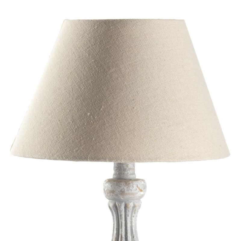 RAFFY LUMETTO STILE SHABBY IN LEGNO NATURALE CON PARALUME IN TESSUTO SABBIA PER CAMERETTE E SALOTTI