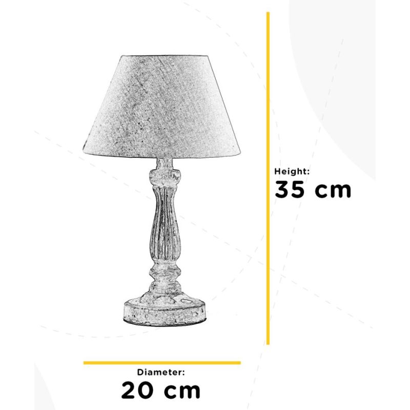 RAFFY LUMETTO STILE SHABBY IN LEGNO NATURALE CON PARALUME IN TESSUTO SABBIA PER CAMERETTE E SALOTTI