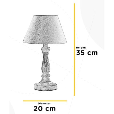 RAFFY LUMETTO STILE SHABBY IN LEGNO NATURALE CON PARALUME IN TESSUTO SABBIA PER CAMERETTE E SALOTTI