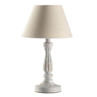 RAFFY LUMETTO STILE SHABBY IN LEGNO NATURALE CON PARALUME IN TESSUTO SABBIA PER CAMERETTE E SALOTTI