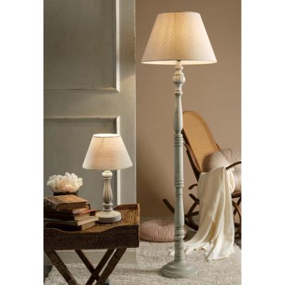 RAFFY PIANTANA STILE SHABBY IN LEGNO NATURALE CON PARALUME IN TESSUTO SABBIA PER SALOTTI CLASSICI