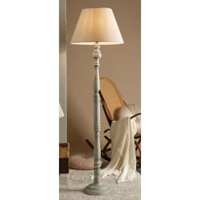 RAFFY PIANTANA STILE SHABBY IN LEGNO NATURALE CON PARALUME IN TESSUTO SABBIA PER SALOTTI CLASSICI