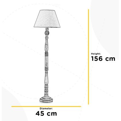 RAFFY PIANTANA STILE SHABBY IN LEGNO NATURALE CON PARALUME IN TESSUTO SABBIA PER SALOTTI CLASSICI