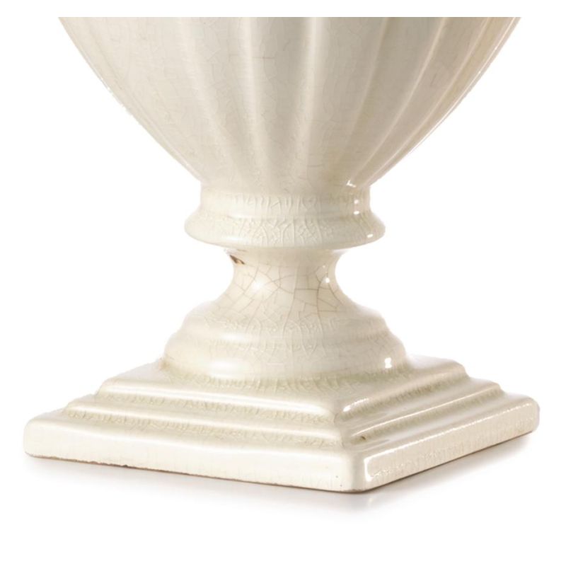 DESY LAMPADA DA TAVOLO CLASSICA IN CERAMICA CLAQUES BIANCA CON PARALUME IN TESSUTO SABBIA