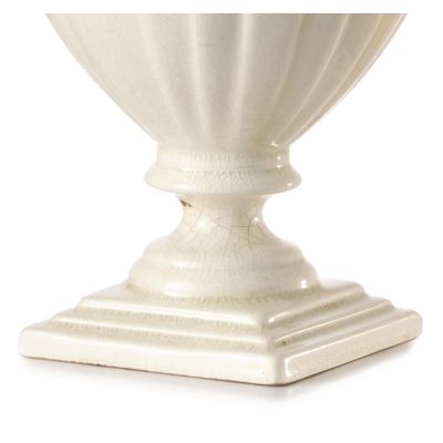 DESY LAMPADA DA TAVOLO CLASSICA IN CERAMICA CLAQUES BIANCA CON PARALUME IN TESSUTO SABBIA