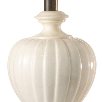 DESY LAMPADA DA TAVOLO CLASSICA IN CERAMICA CLAQUES BIANCA CON PARALUME IN TESSUTO SABBIA