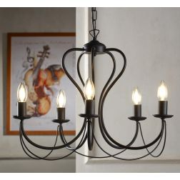 CANDELA LAMPADARIO A 5 LUCI IN METALLO NERO, AVORIO E BRONZO D55 CM CLASSICO LAMPADINE ATTACCO E14