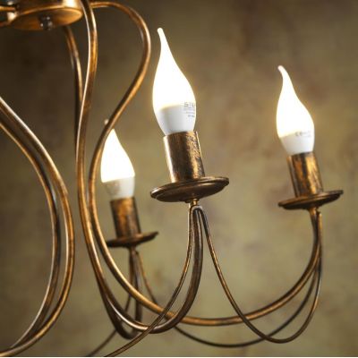 CANDELA LAMPADARIO A 5 LUCI IN METALLO NERO, AVORIO E BRONZO D55 CM CLASSICO LAMPADINE ATTACCO E14