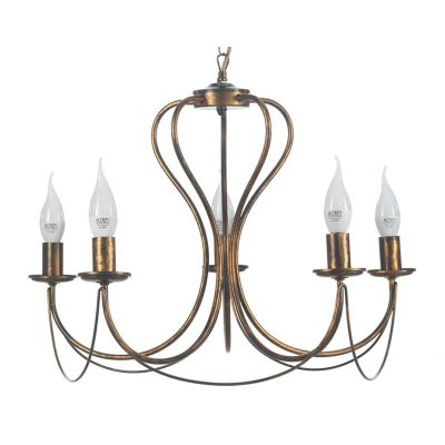CANDELA LAMPADARIO A 5 LUCI IN METALLO NERO, AVORIO E BRONZO D55 CM CLASSICO LAMPADINE ATTACCO E14