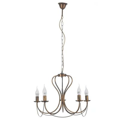 CANDELA LAMPADARIO A 5 LUCI IN METALLO NERO, AVORIO E BRONZO D55 CM CLASSICO LAMPADINE ATTACCO E14