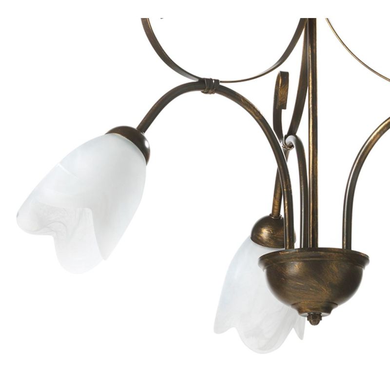 ODINO LAMPADARIO CLASSICO 3 LUCI IN METALLO BRONZO SPENNELLATO ORO D60 CM LAMPADINE ATTACCO E14