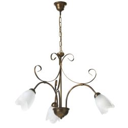 ODINO LAMPADARIO CLASSICO 3 LUCI IN METALLO BRONZO SPENNELLATO ORO D60 CM LAMPADINE ATTACCO E14 2